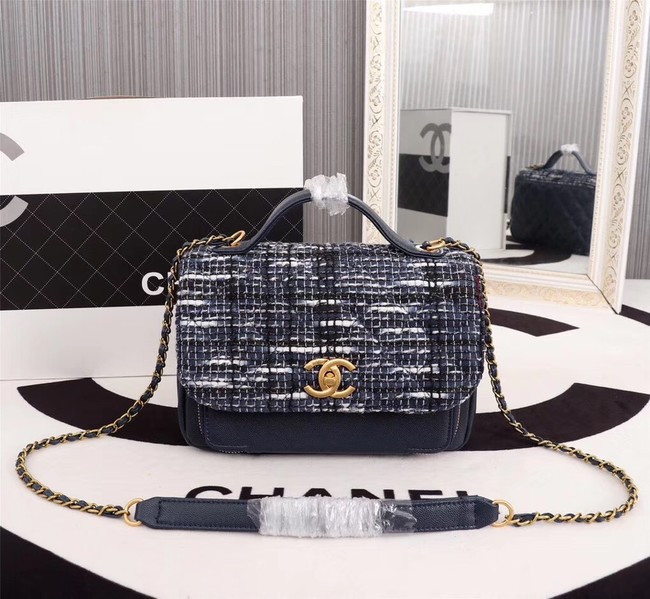Chanel Calfskin Leather tote Bag 85583 blue
