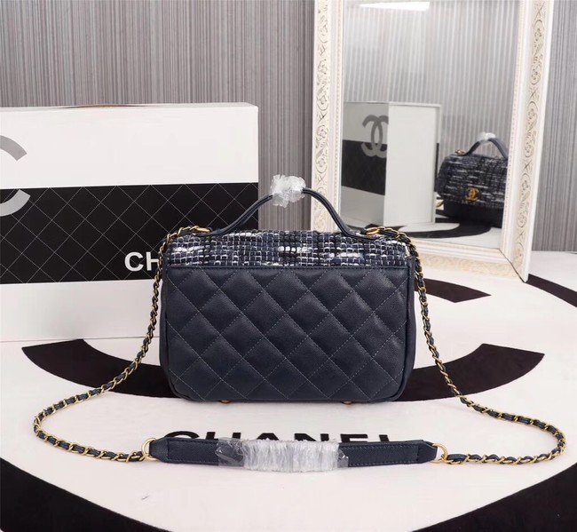 Chanel Calfskin Leather tote Bag 85583 blue