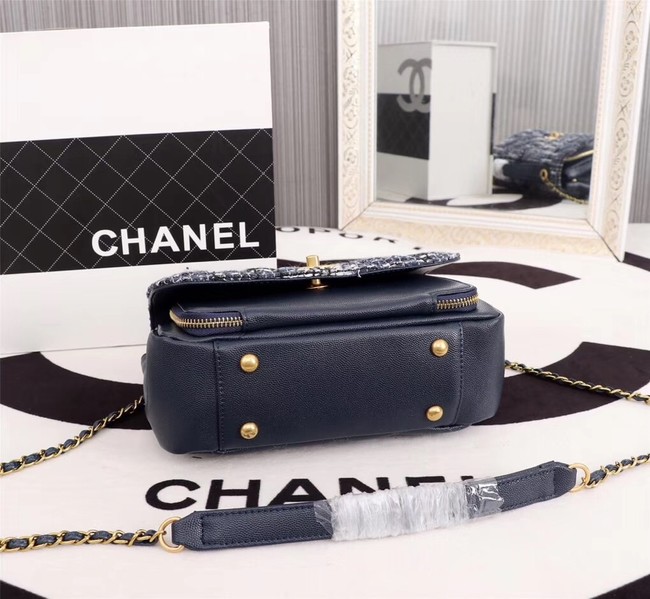 Chanel Calfskin Leather tote Bag 85583 blue