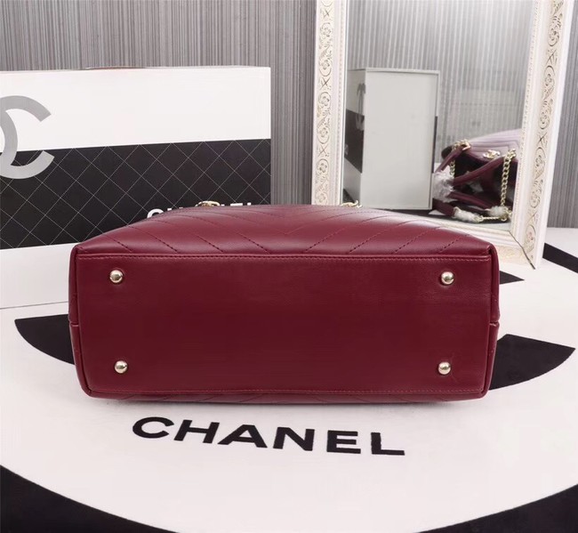 Chanel Calfskin Leather tote Bag 85584 Burgundy