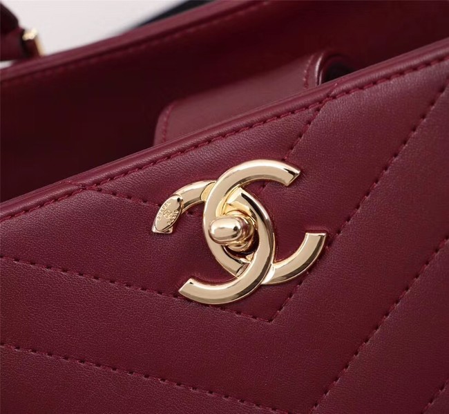 Chanel Calfskin Leather tote Bag 85584 Burgundy