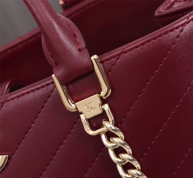 Chanel Calfskin Leather tote Bag 85584 Burgundy