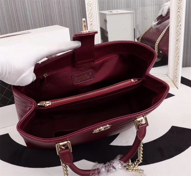 Chanel Calfskin Leather tote Bag 85584 Burgundy