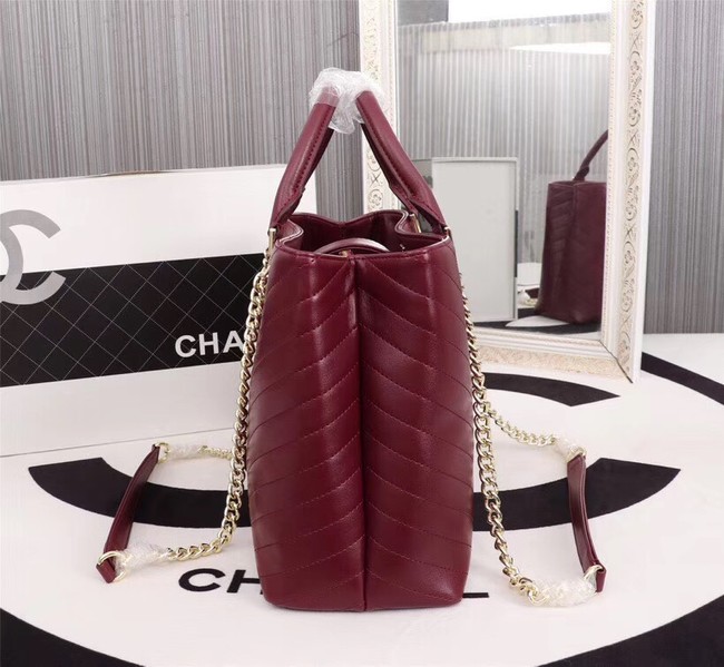 Chanel Calfskin Leather tote Bag 85584 Burgundy
