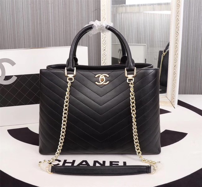 Chanel Calfskin Leather tote Bag 85584 black