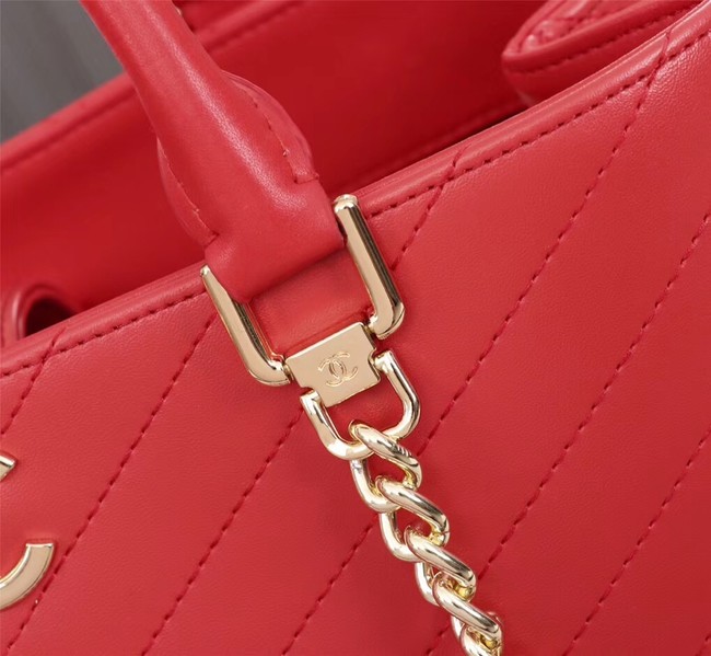Chanel Calfskin Leather tote Bag 85584 red