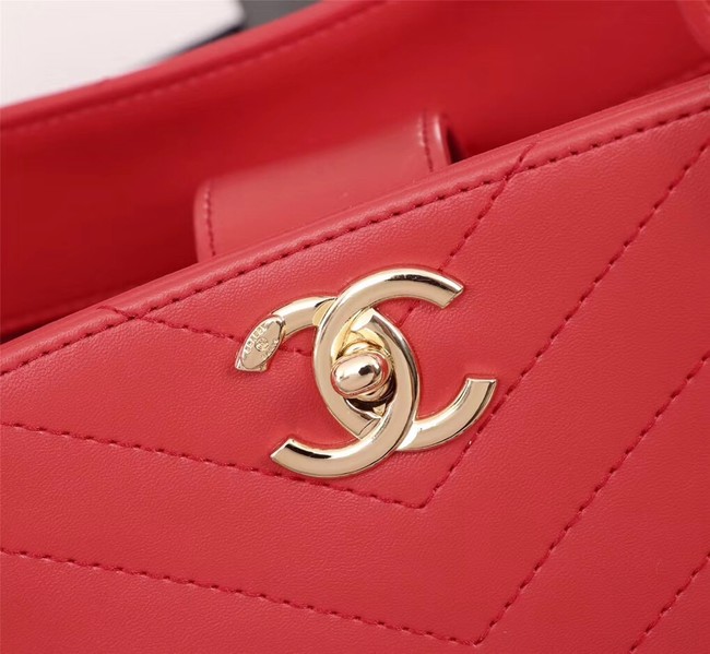 Chanel Calfskin Leather tote Bag 85584 red