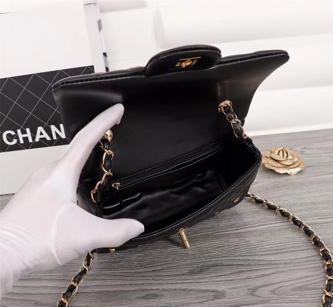 Chanel Classic Sheepskin Leather cross-body bag A1116 black Gold-Tone Metal