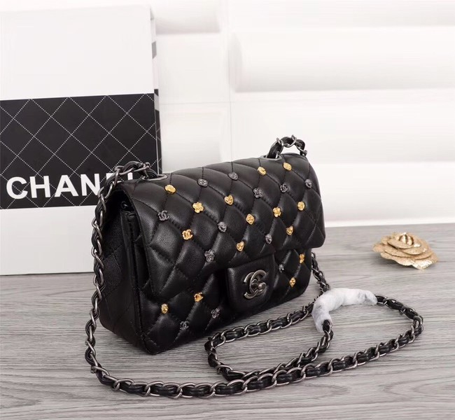 Chanel Classic Sheepskin Leather cross-body bag A1116 black silver-Tone Metal