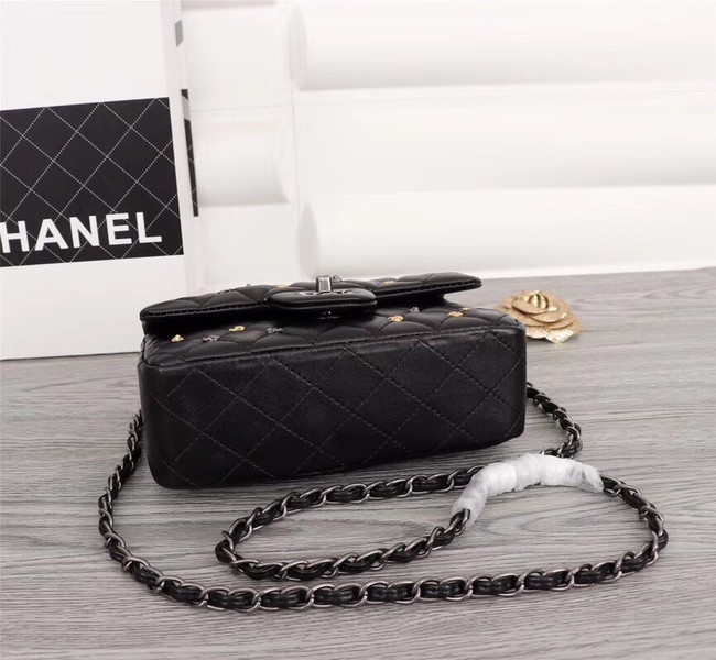 Chanel Classic Sheepskin Leather cross-body bag A1116 black silver-Tone Metal