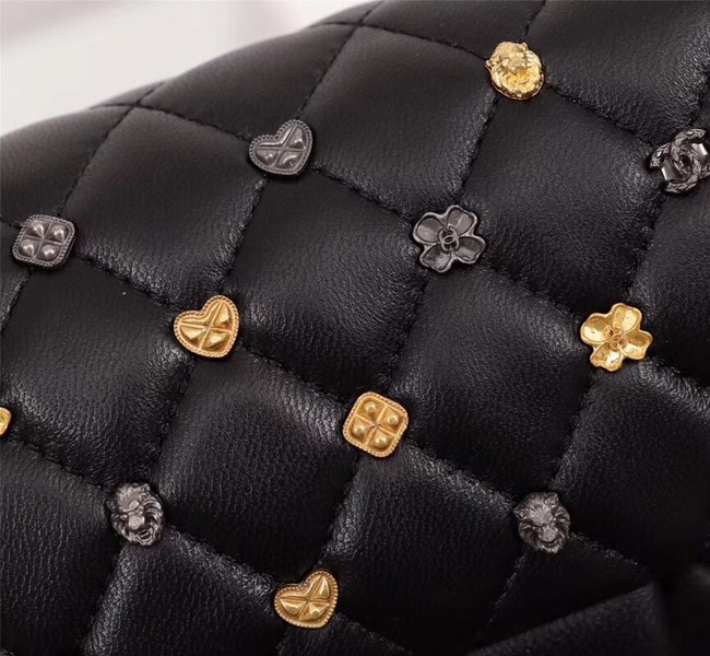 Chanel Classic Sheepskin Leather cross-body bag A1116 black silver-Tone Metal