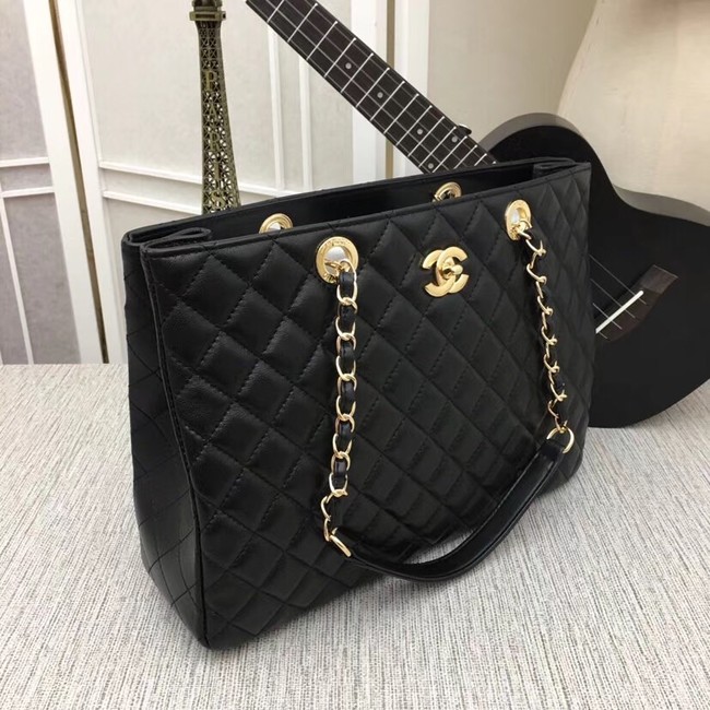 Chanel SHOPPING TOTE 35769 black Gold-Tone Metal