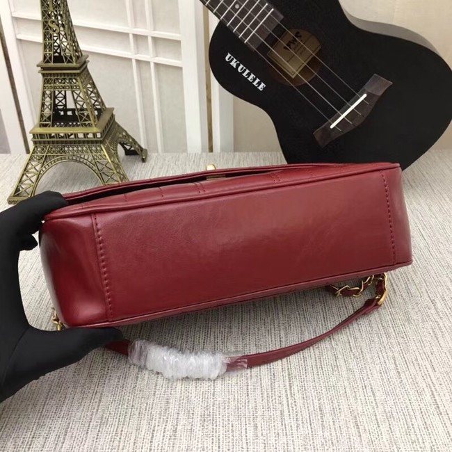 Chanel Shoulder Bag 33659 Gold-Tone Metal Burgundy