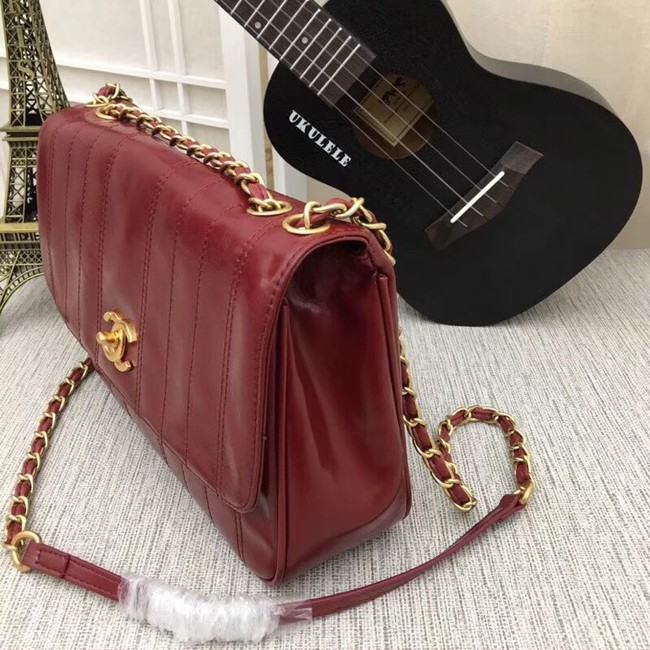 Chanel Shoulder Bag 33659 Gold-Tone Metal Burgundy