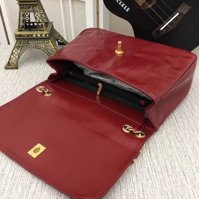 Chanel Shoulder Bag 33659 Gold-Tone Metal Burgundy