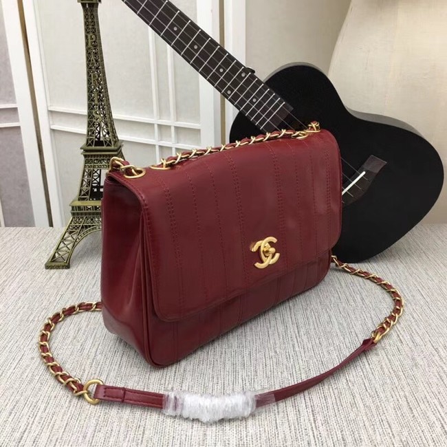 Chanel Shoulder Bag 33659 Gold-Tone Metal Burgundy