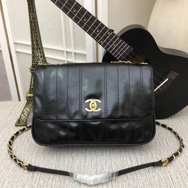 Chanel Shoulder Bag 33659 Gold-Tone Metal black