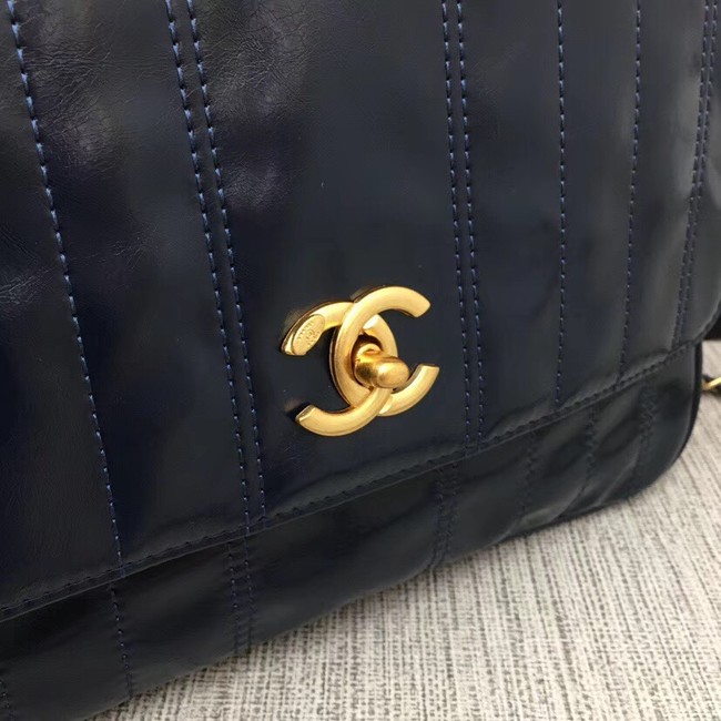 Chanel Shoulder Bag 33659 Gold-Tone Metal dark blue