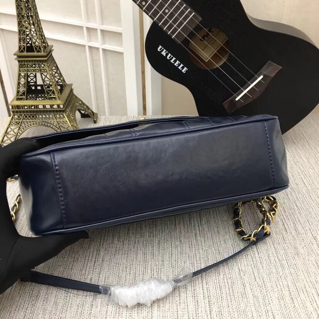 Chanel Shoulder Bag 33659 Gold-Tone Metal dark blue