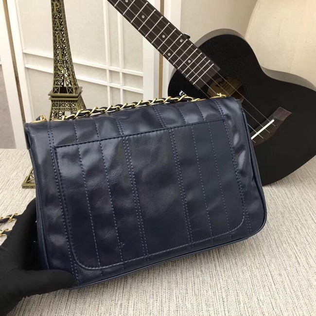 Chanel Shoulder Bag 33659 Gold-Tone Metal dark blue