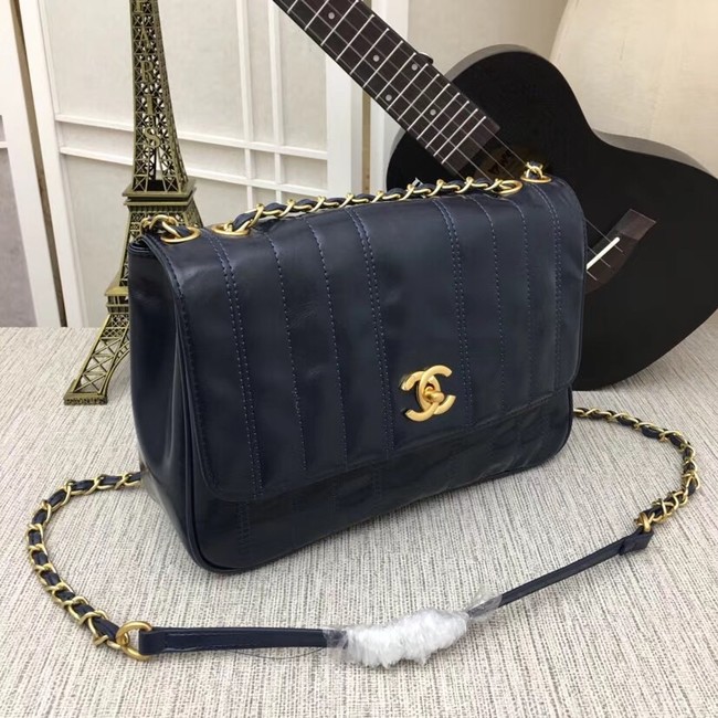 Chanel Shoulder Bag 33659 Gold-Tone Metal dark blue