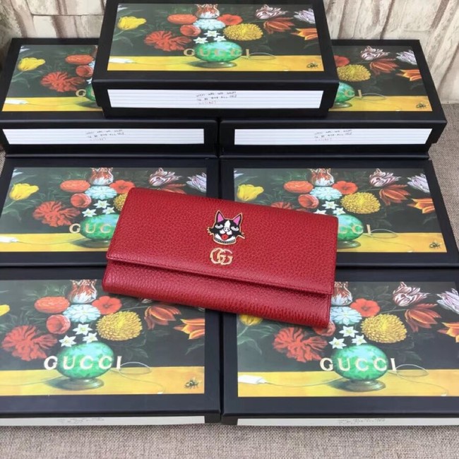 Gucci Calfskin Leagther Wallet 499326 red