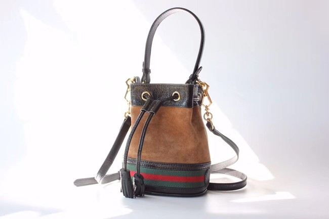 Gucci Rajah mini bucket bag 550620 Chestnut suede