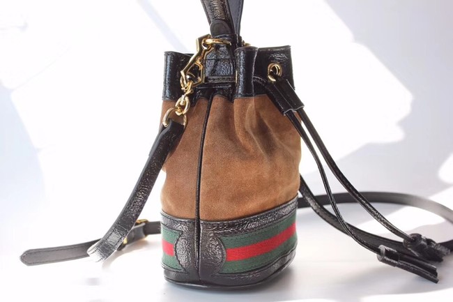 Gucci Rajah mini bucket bag 550620 Chestnut suede