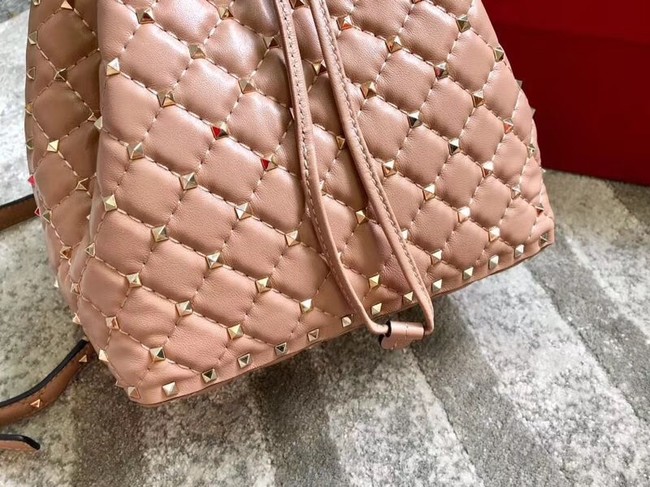 ALENTINO Rockstud leather bucket bag 0059L pink