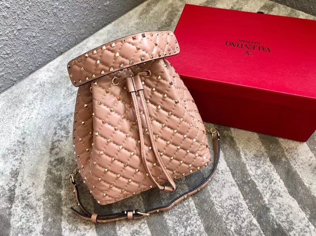 ALENTINO Rockstud leather bucket bag 0059L pink