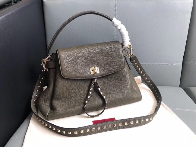 VALENTINO Rockstud leather tote 4987 Chocolates