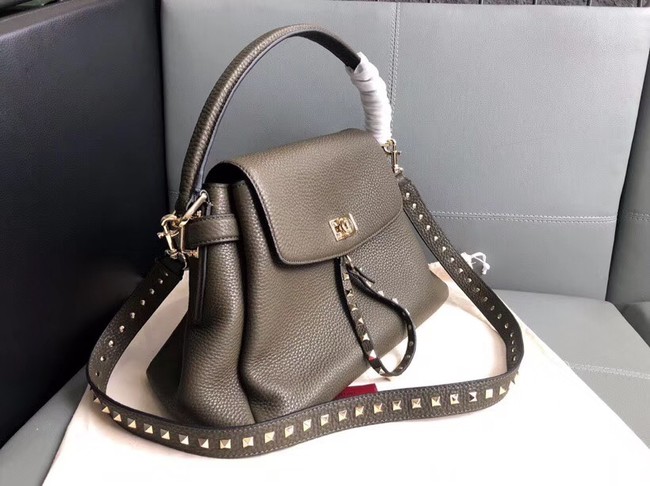 VALENTINO Rockstud leather tote 4987 Chocolates