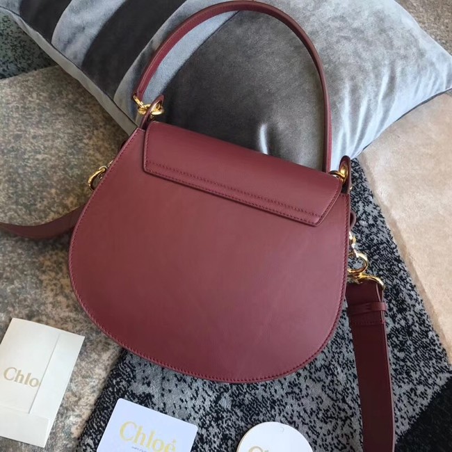 CHLOE Tess leather and suede cross-body bag 3S152 Burgundy