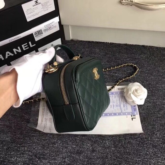Chanel Flap Bag vanity case Calfskin & Gold-Tone Metal A57905 Blackish green
