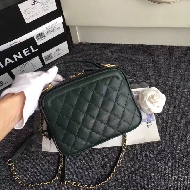 Chanel Flap Bag vanity case Calfskin & Gold-Tone Metal A57905 Blackish green