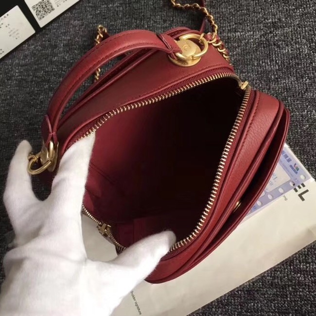 Chanel Flap Bag vanity case Calfskin & Gold-Tone Metal A57905 Burgundy