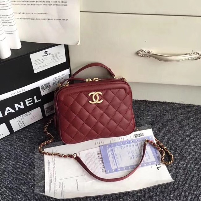 Chanel Flap Bag vanity case Calfskin & Gold-Tone Metal A57905 Burgundy