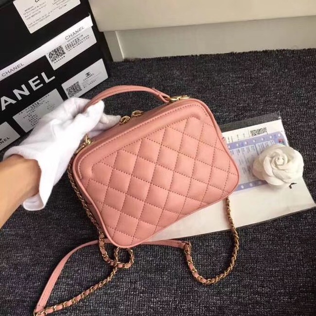 Chanel Flap Bag vanity case Calfskin & Gold-Tone Metal A57905 pink