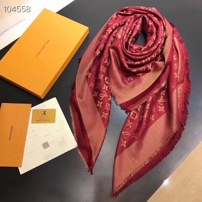 Louis vuitton Cashmere scarf Monogram flower pattern 97714 red