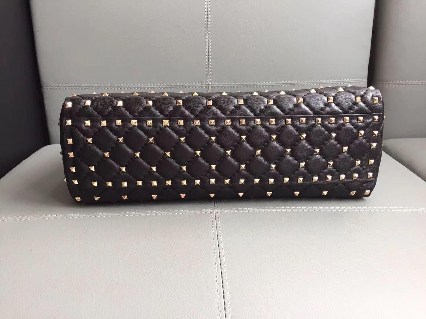 Valentino Starry Series Shopping Bag  Original Sheepskin Leather 0346 Black