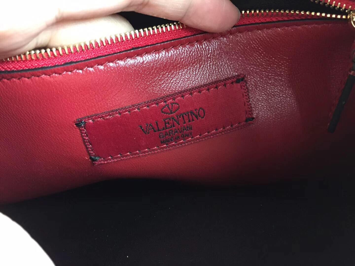 Valentino Starry Series Shopping Bag  Original Sheepskin Leather 0346 Black