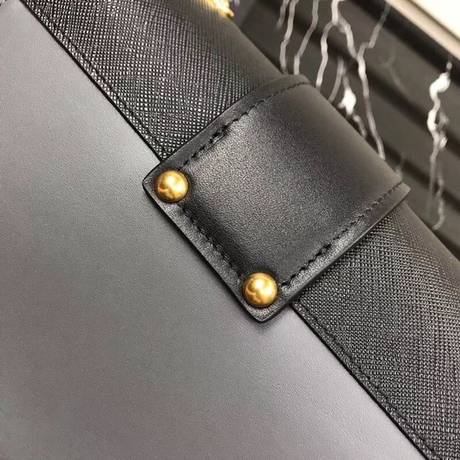 Prada Cahier leather shoulder bag 1BD045 grey&black