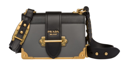 Prada Cahier leather shoulder bag 1BD045 grey&black