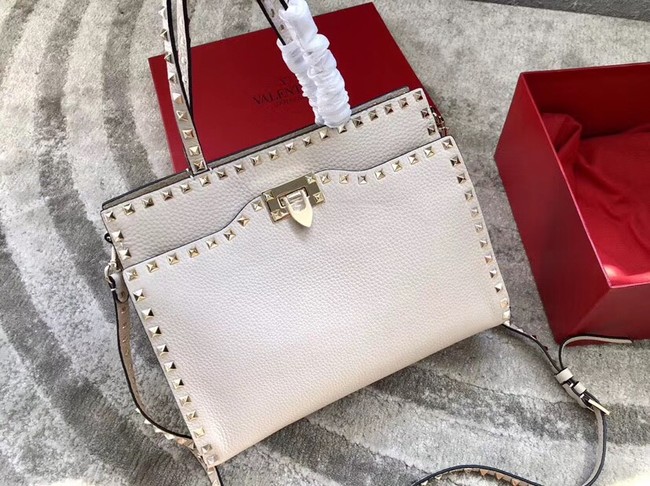 VALENTINO Candy Rockstud quilted leather shoulder bag 0650 white