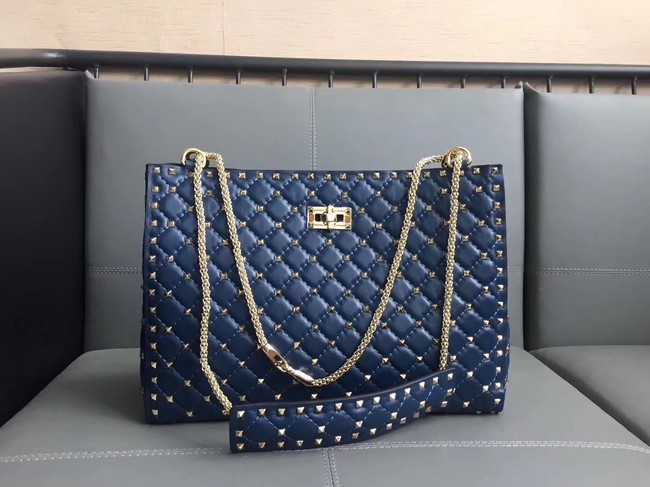 Valentino Starry Series Shopping Bag Original Sheepskin Leather 0346 blue