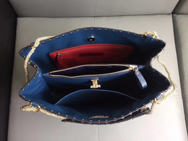 Valentino Starry Series Shopping Bag Original Sheepskin Leather 0346 blue
