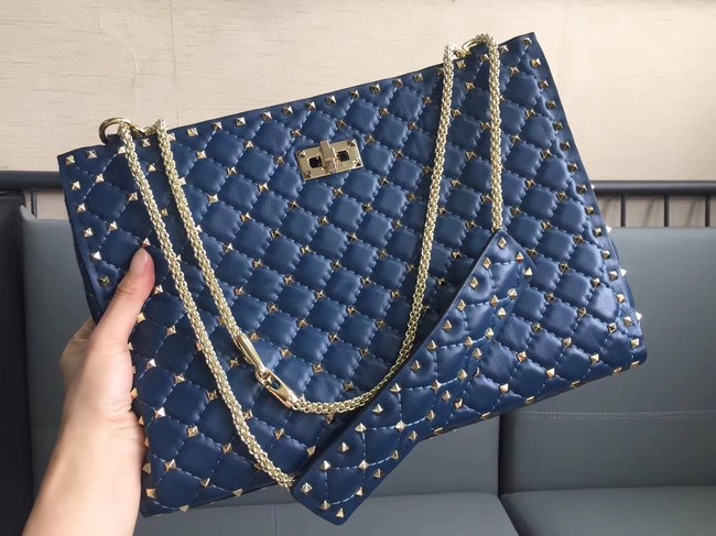 Valentino Starry Series Shopping Bag Original Sheepskin Leather 0346 blue