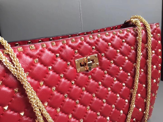 Valentino Starry Series Shopping Bag Original Sheepskin Leather 0346 red