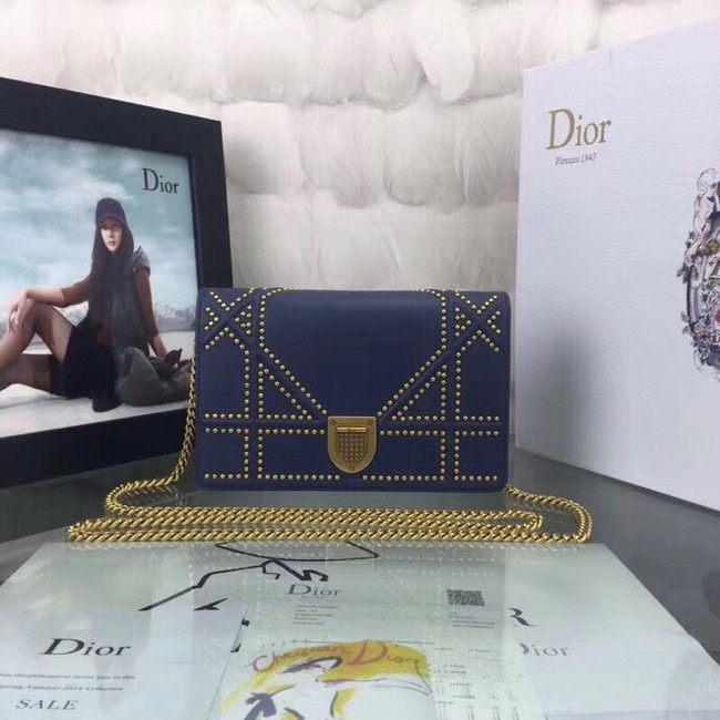 Dior CANNAGE Original sheepskin Leather mini Shoulder Bag 3709 blue