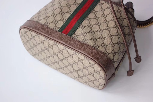 Gucci GG Supreme canvas Rajah medium bucket bag 553961 Brown